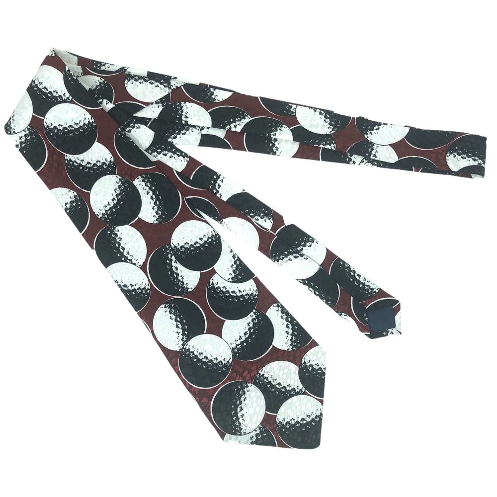 Burgundy, Black, and White Golf Ball Tie - Picture 3 of 6